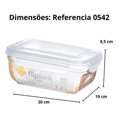 Pote Fliplock Em Plástico Transparente 1400 Ml Rischioto