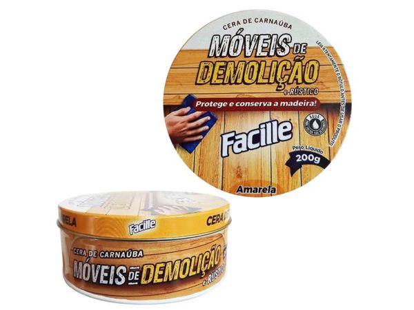 KIT 02 CERA CARNAÚBA LUSTRA MÓVEIS DEMOLIÇÃO 200G AMARELA