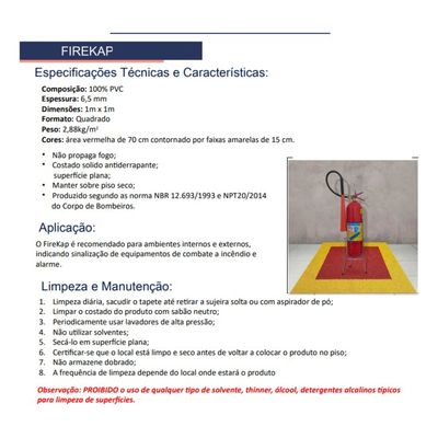 Tapete Para Demarcação De Extintor Firekap 1m X 1m Kapazi