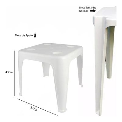 Mesa Quadrada Plástica De Apoio Multiuso C/ Porta Copos Mor