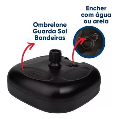 Base Para Guarda-sol Ombrelone Plástica Areia Agua Mor Preta
