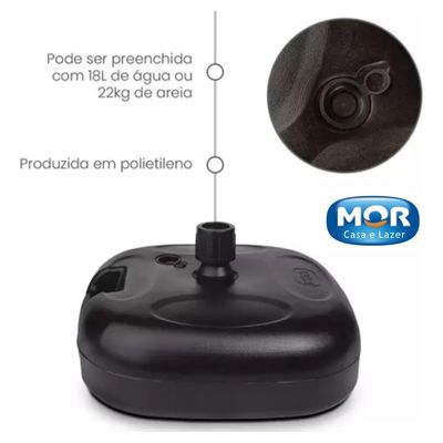 Base Para Guarda-sol Ombrelone Plástica Areia Agua Mor Preta