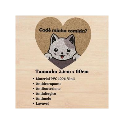 Tapete Capacho Vinil Pet Cat Cute 55cm X 60cm Kapazi