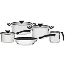 Jogo de Panelas Tramontina Solar 5 Peças Aço Inox Fundo Tripo Cabo Silicone Caçarolas