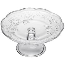 Prato para Bolo com Pé 19x9cm Vidro Cristal Lyor Suporte Torta Redondo New Butterfly