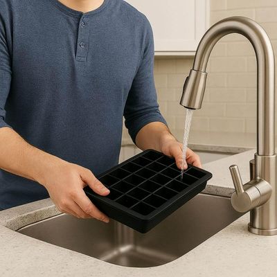 Kit 10 Formas De Gelo Silicone 24 Cubos Preto Weck Maleável Bar Cozinha Bartender