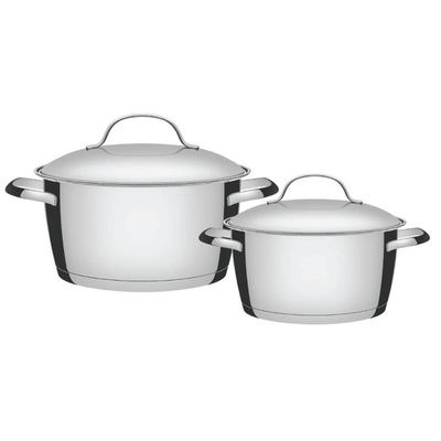 Jogo de 2 Panelas Tramontina Allegra Aço Inox Fundo Triplo Tampas Inox