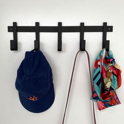Kit 3 Cabideiros de Parede com 5 Ganchos em Aço Preto para P