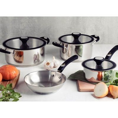 Jogo de Panelas Tramontina Solar 4 Peças Inox Fundo Triplo Cabo Silicone
