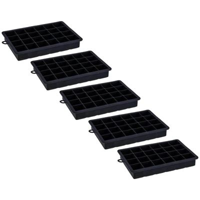 Kit 5 Formas De Gelo Silicone 24 Cubos Preto Weck Maleável Bar Restaurantes