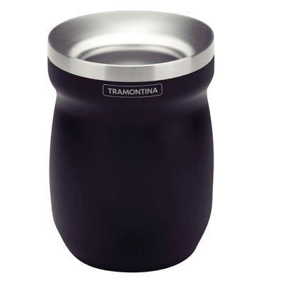 Cuia de Chimarrão Inox Térmica Preta 240ml Tramontina Exata Terere Mate 11x8cm