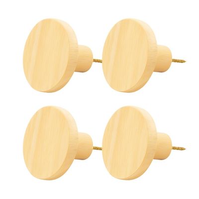 Kit 4 Ganchos de Madeira Pinus Cabideiro de Parede Redondo Bolsas Mochilas Casacos