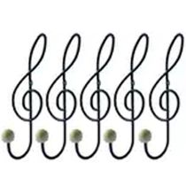 Kit 5 Ganchos Cabideiros Aço Preto Cifra Música 28cm Suportes de Parede Pendurar Roupas Bolsas