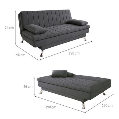 Sofá-Cama Casal 3 Lugares Paiva Suede Grafite