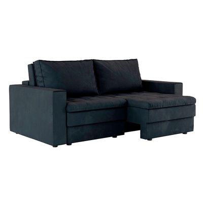 Sofá 3 Lugares Retrátil Berna Suede Preto 210 cm