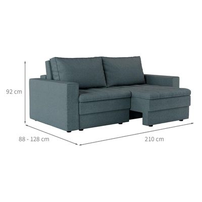 Sofá 3 Lugares Retrátil Berna Linho Cinza 210 cm