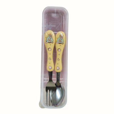 Conjunto de Talheres Infantis Capivara Garfo ou Colher Estojo Transparente Branco Fwb