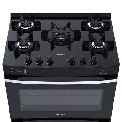 FOGAO A GAS MAXI VITREO 5 Q PRETO FOSCO GAS GLP