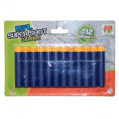 Refil De Dardos Para Lançadores Super Shot - 12 Peças - Dm Toys