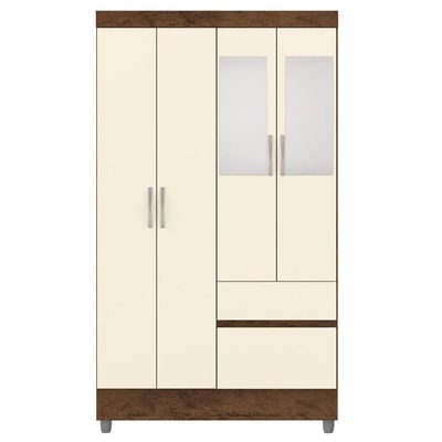 Guarda Roupa 4 Portas Espelho 102 Cm 10090 Vlr Imbuia Champanhe