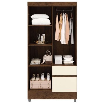 Guarda Roupa 4 Portas Espelho 102 Cm 10090 Vlr Imbuia Champanhe