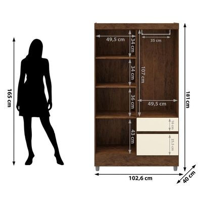 Guarda Roupa 4 Portas Espelho 102 Cm 10090 Vlr Imbuia Champanhe