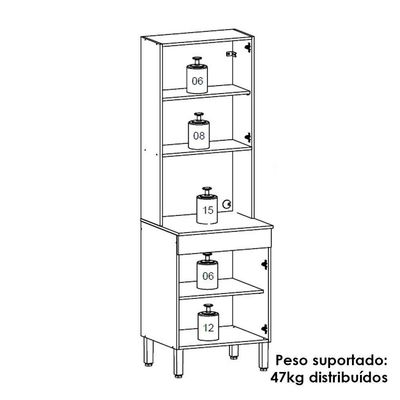 Paneleiro Microondas 2 Portas 193x60 Cm Line Ktp Supremo