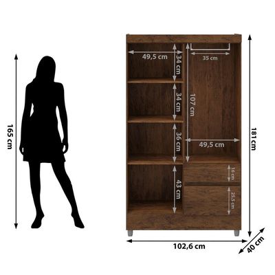 Guarda Roupa 4 Portas Espelho 102 Cm 10090 Vlr Imbuia