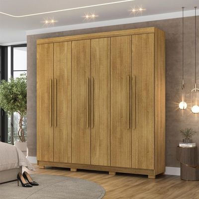 Guarda Roupa Casal 6 Portas 2 Gavetas 218 Cm 10037 Vlr Nature