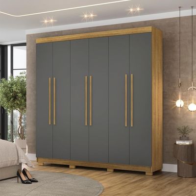 Guarda Roupa Casal 6 Portas 2 Gavetas 218 Cm 10037 Vlr Nature Alasca