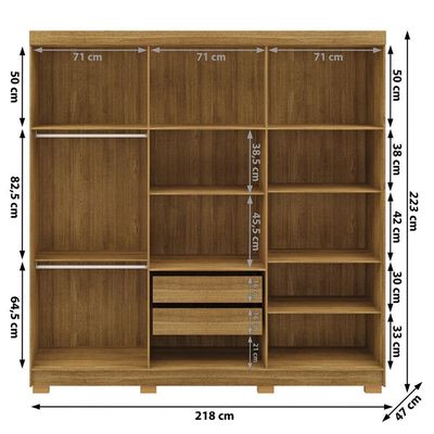 Guarda Roupa Casal 6 Portas 2 Gavetas 218 Cm 10037 Vlr Nature Alasca
