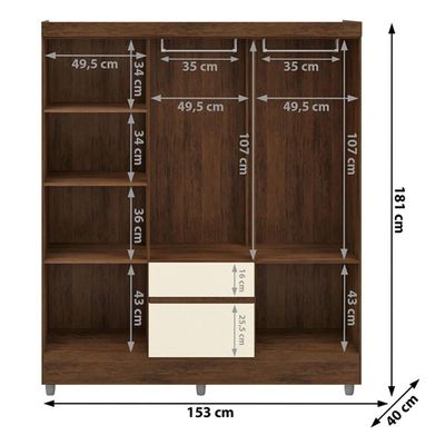 Guarda Roupa Casal 6 Portas 2 Gavetas Espelho 153 Cm Vlr Imbuia