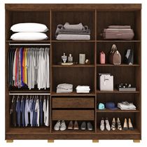 Guarda Roupa Casal 6 Portas 2 Gavetas Espelho 218 Cm Vlr Imbuia