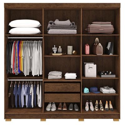 Guarda Roupa Casal 6 Portas 2 Gavetas Espelho 218 Cm Vlr Imbuia