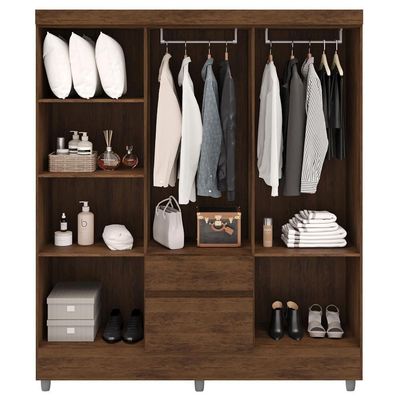Guarda Roupa Casal 6 Portas 2 Gavetas Espelho 153 Cm Vlr Imbuia