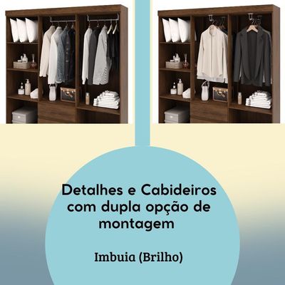 Guarda Roupa Casal 6 Portas 2 Gavetas Espelho 153 Cm Vlr Imbuia