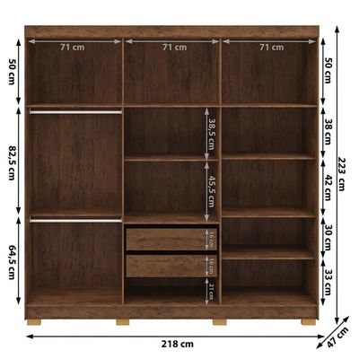 Guarda Roupa Casal 6 Portas 2 Gavetas Espelho 218 Cm Vlr Imbuia