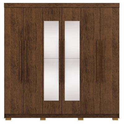 Guarda Roupa Casal 6 Portas 2 Gavetas Espelho 218 Cm Vlr Imbuia