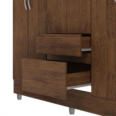 Guarda Roupa Casal 6 Portas 2 Gavetas Espelho 153 Cm Vlr Imbuia