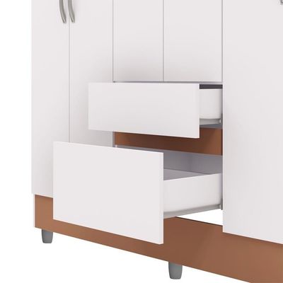 Guarda Roupa Casal 6 Portas 2 Gavetas Espelho 153 Cm Vlr Branco Camarim