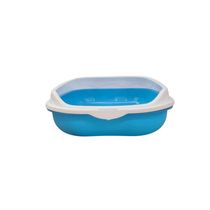 Caixa De Areia Banheiro Higiênica Bandeja Para Pets Gatos Com Borda + 1 Pá Coletora Azul
