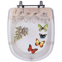 Tampa De Vaso Poliéster Decorada Borboleta Luna Bege Para Louça Icasa