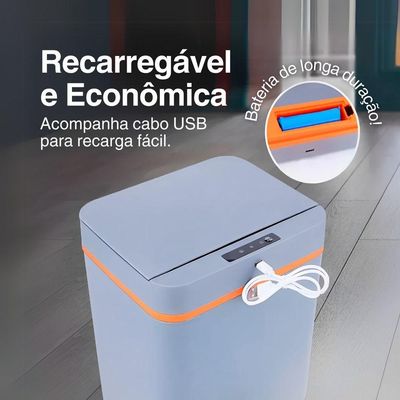 Lixeira Inteligente Automática Recarregável 12 Litros - Praticidade E Higiene