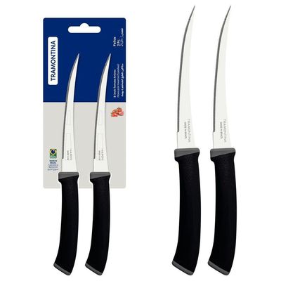 Conjunto De Facas Para Tomate Tramontina Felice Lâminas De Aço Inox Preto 2 Peças Tramontina