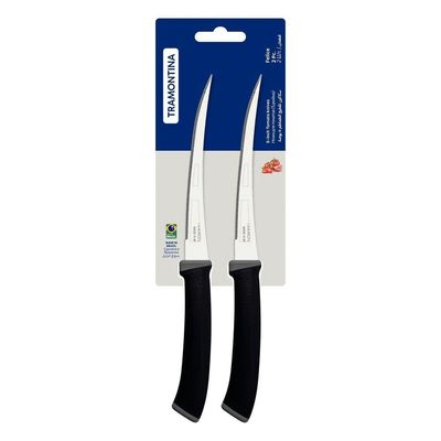 Conjunto De Facas Para Tomate Tramontina Felice Lâminas De Aço Inox Preto 2 Peças Tramontina