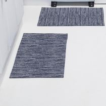 Kit Passadeira Tapete Cozinha 3 Peças Jacquard Base Antiderrapante - Marinho