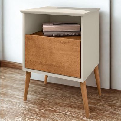 Mesa De Cabeceira 1 Gaveta 45 Cm Cancun Bechara Off White Naturalle