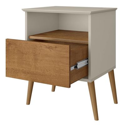 Mesa De Cabeceira 1 Gaveta 45 Cm Cancun Bechara Off White Naturalle