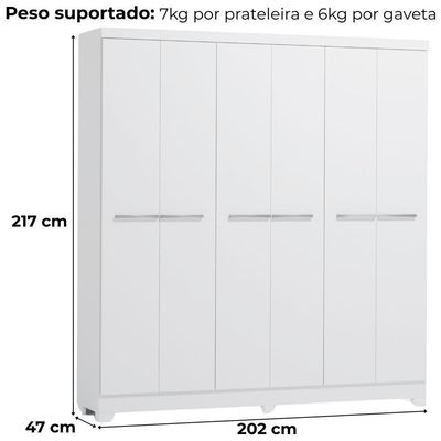 Guarda Roupa Casal 6 Portas 217x202 Cm E530 Kappesberg Branco