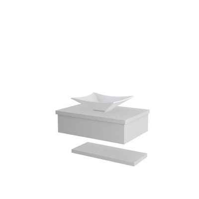 Conjunto Bancada C-cuba L38 E Prateleira Metrópole 605 Perffect Acetinado Branco Chess